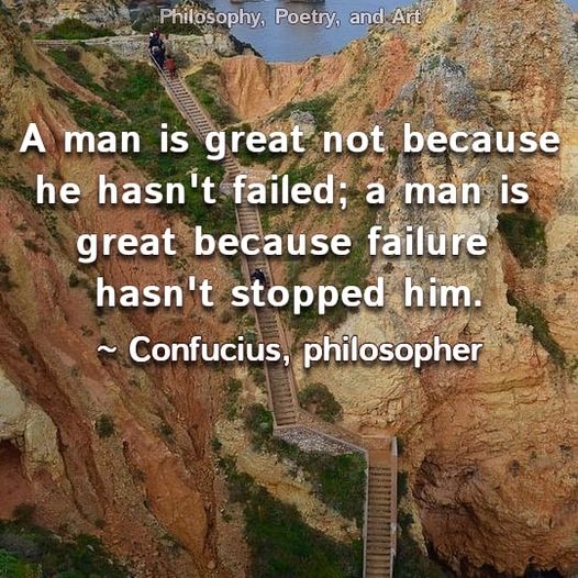 Climbing life’s rugged staircase, greatness lies in rising after every fall.
